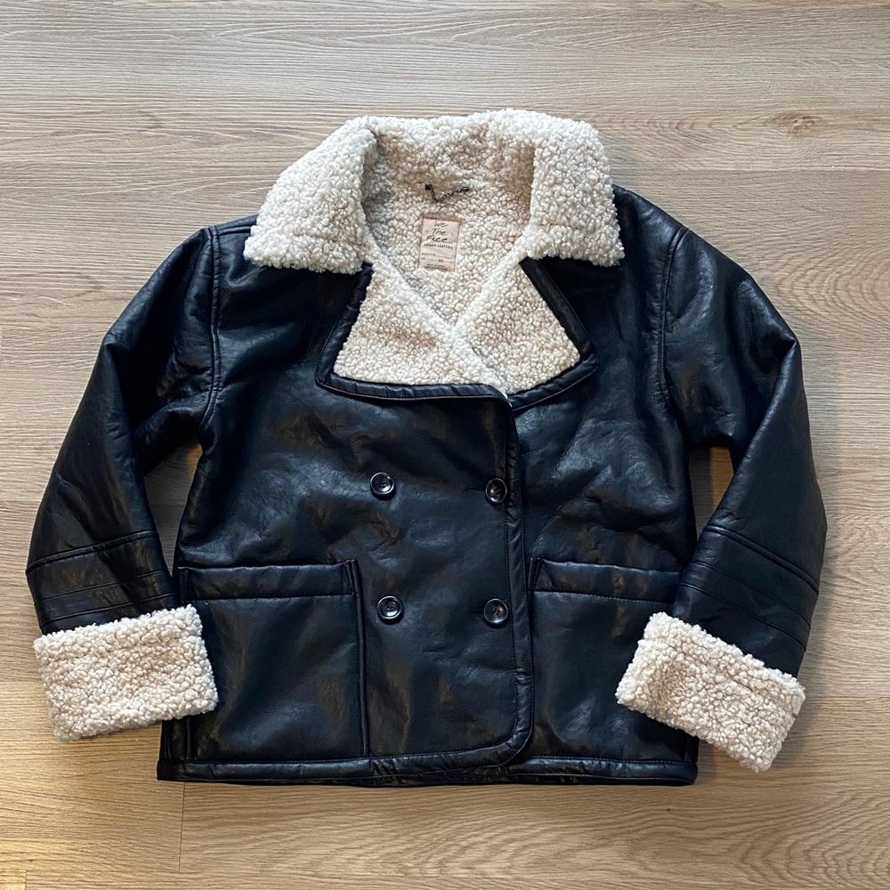 We The Free Vegan Leather Coat with Sherpa Lining